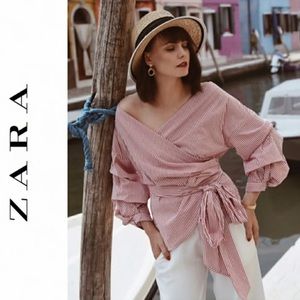 Zara striped wrap crop top